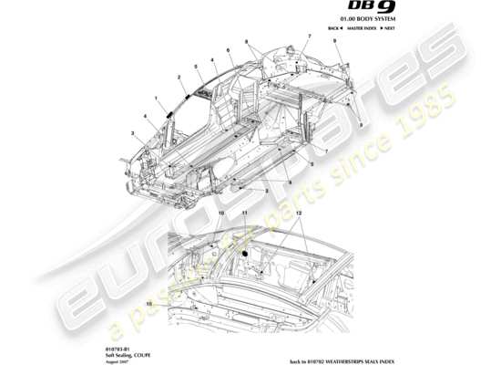 a part diagram from the aston martin db9 (2010) parts catalogue