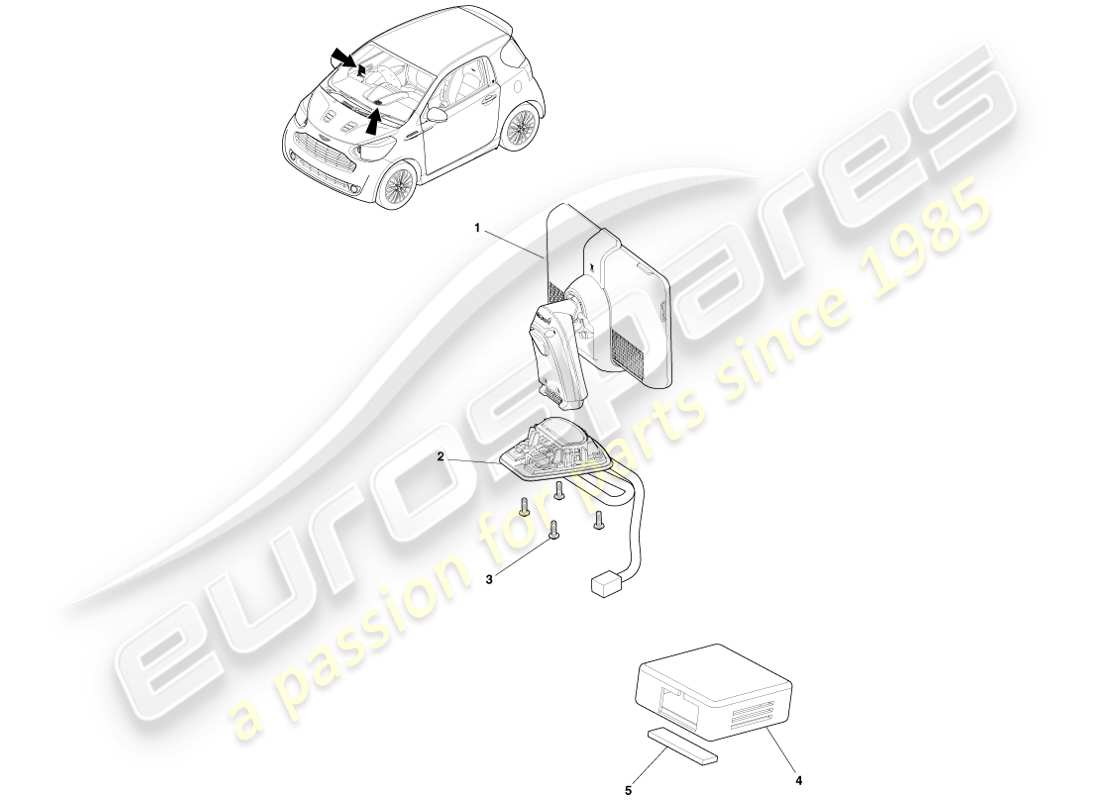 aston martin cygnet (2012) navigation display parts diagram