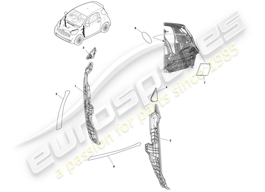 aston martin cygnet (2012) lower exterior finishers parts diagram