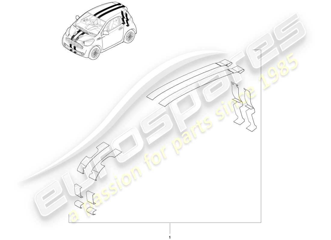 aston martin cygnet (2012) roof decals parts diagram