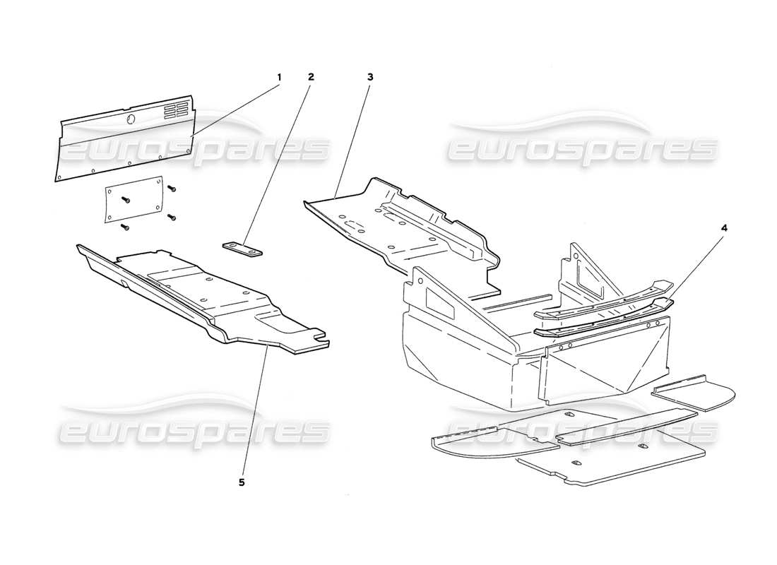 lamborghini diablo 6.0 (2001) frame floor panels (valid for gb & australia - march 2001) parts diagram