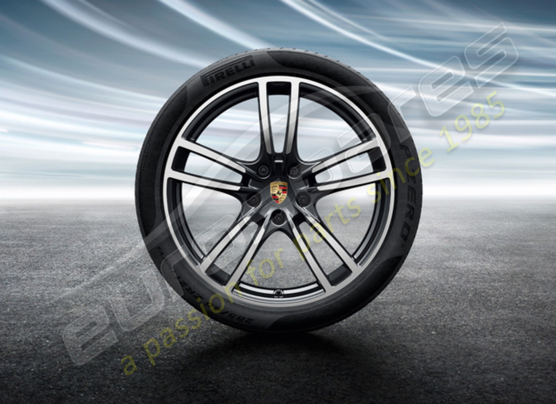 new porsche 21 inch cayenne turbo summer wheel and tyre set. part number 9y0044640f (1)