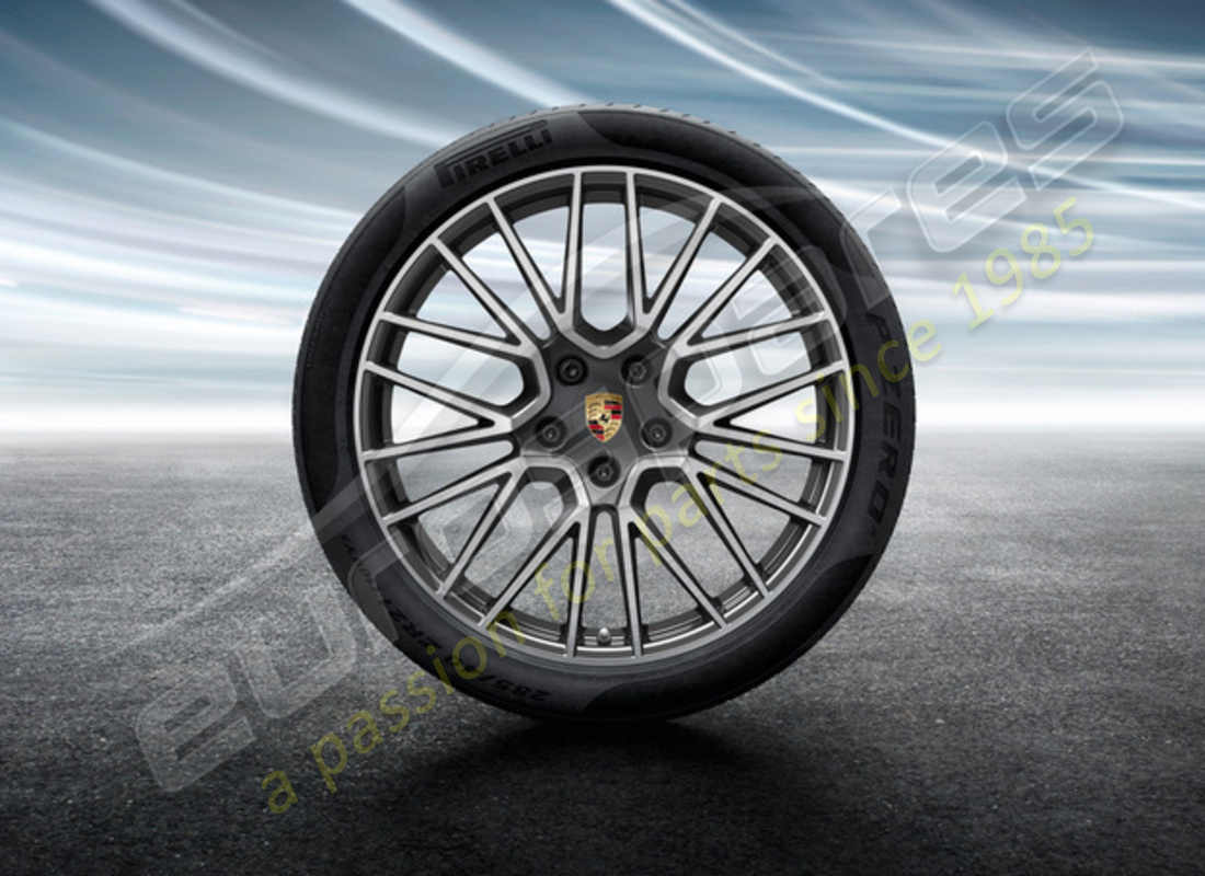 new porsche 21 inch rs spyder design summer wheel and tyre set. part number 9y0044640h (1)