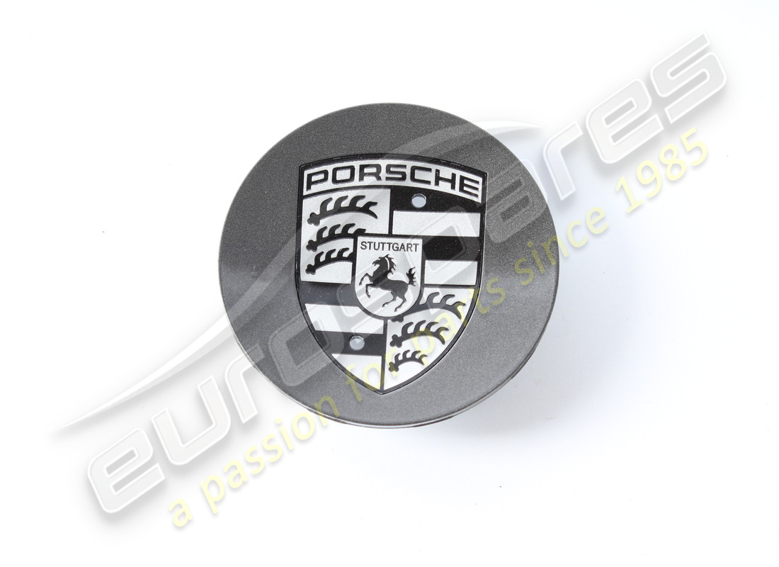 new porsche wheel cap concave - porsche crest single colour titanium. part number 9p1601147oc6 (1)