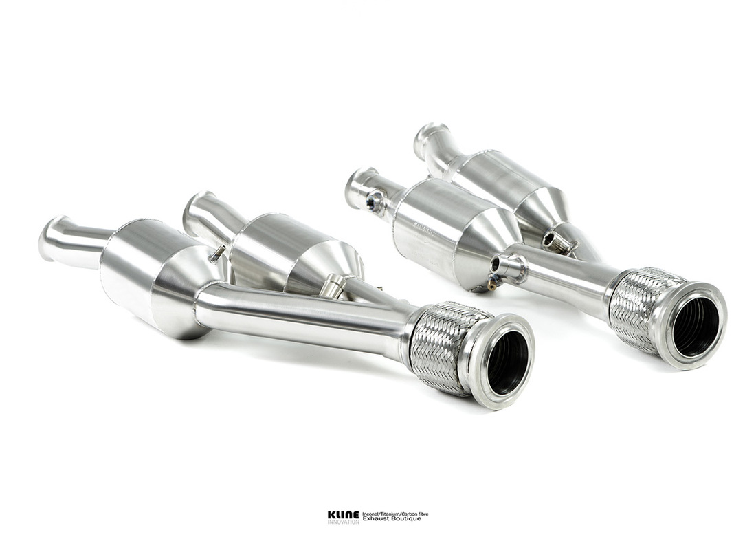 new kline innovation lamborghini aventador svj/ultimae 100cell cat pipe set - inconel. part number kllamavsvj100csinc (1)