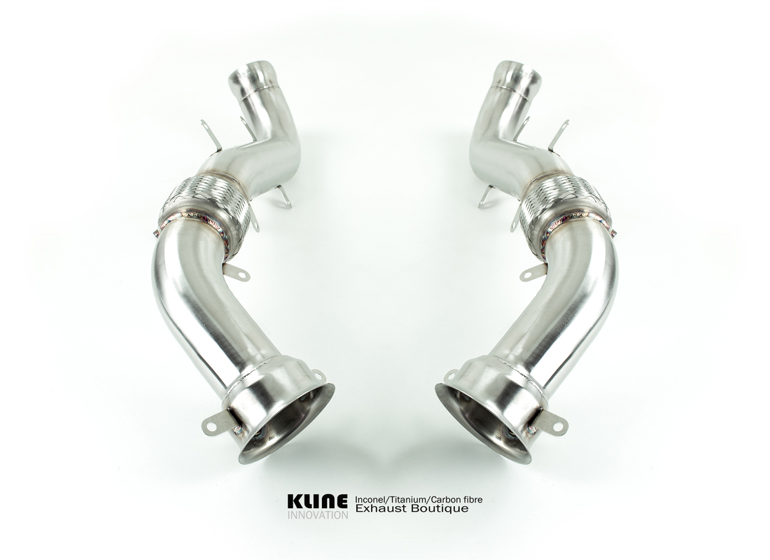 new kline innovation mclaren 650s decat cat pipe set - stainless steel. part number klmc650sdecatcsss (1)